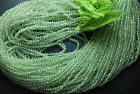 Green Prenite Faceted Rondelles 3mm fil pierre naturelle verte taillée
