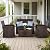 Seogwisam 4 Piece Patio Furniture Set,Outdoor Wicker Conversation Sets,Rattan Sectional Sofa w/Coffee Table,Seat Cushions for Backyard Porch Garden Poolside (Gray/Blue)