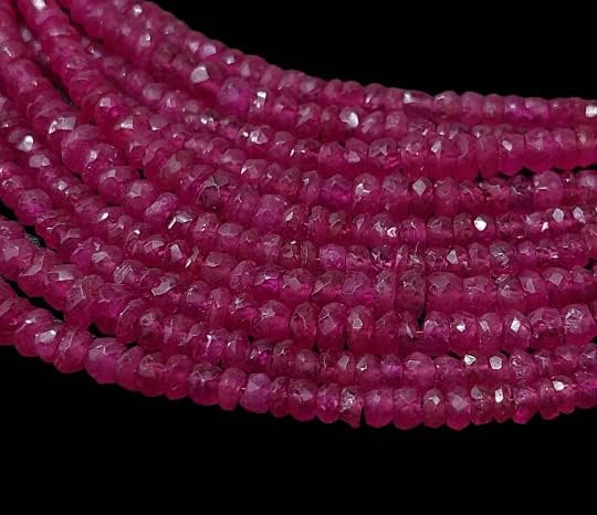 Miniatura 4 de Krishiv Exports - Cuentas facetadas de rubí natural raras/Cuentas facetadas de rubí/Rubí facetado Rondelle/Rubí Piedra preciosa/Rubí/16 "Strand/2.5
