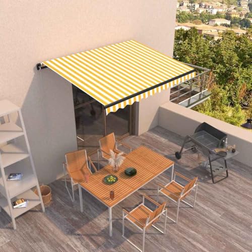 Auvent rétractable de terrasse en alu avec toile rayée haut de gamme - 3