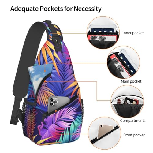 Mochila bandolera ligera de hojas tropicales coloridas miniatura 4
