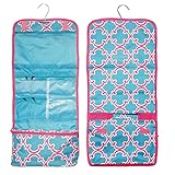 Large Turquoise Pink Qauatrefoil Hanging Toiletries Cosmetic Travel Bag by TravelNut® Unique Summer Camping Back to School College Dorm Supplies Essentials Gift Idea Best for Him Her BFF Girlfriend