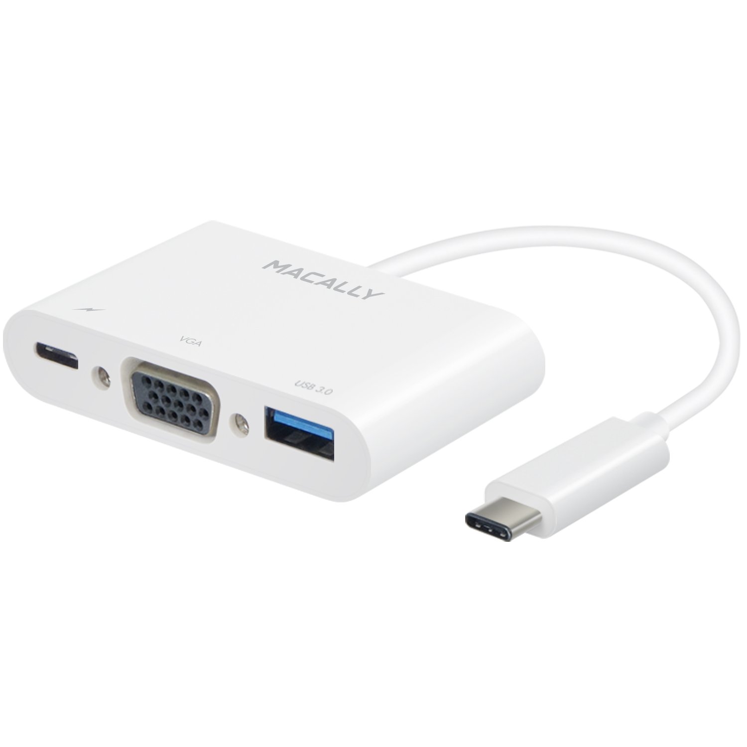 Macally UCVGA, USB-C to VGA multiport adapter, Blanc