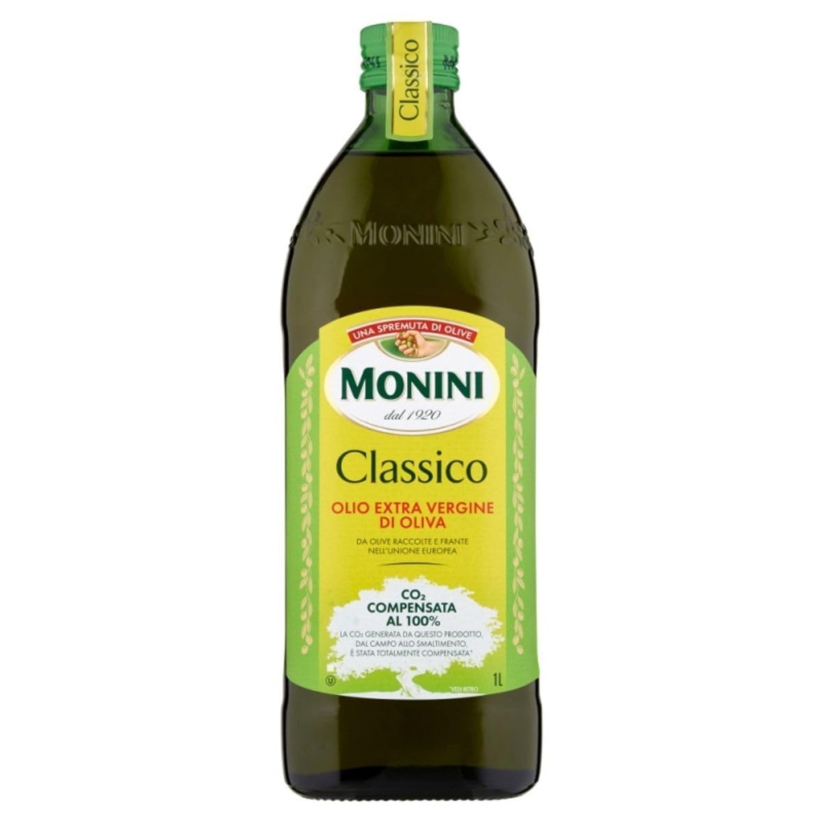 Monini Classico Huile d’Olive Vierge Extra Classico 6 x 1 L Bouteilles Verre Goût Équilibré Cuisine Italienne Méditerranéenne Assaisonnement Marinades Salades + Italian Gourmet Polpa