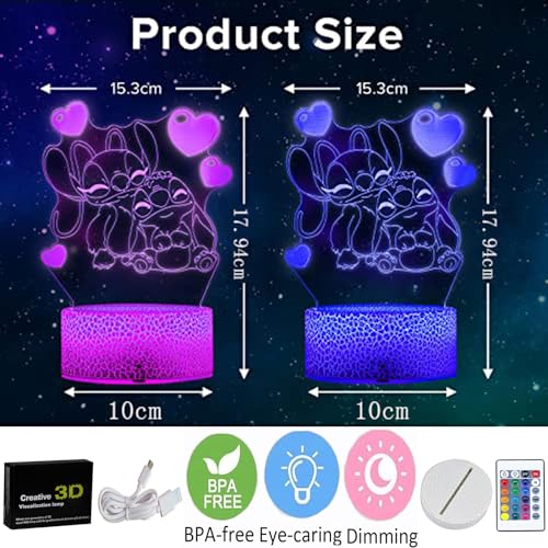 QQAAMZ Lilo Stitch Lampada 3d Illusione Stitch