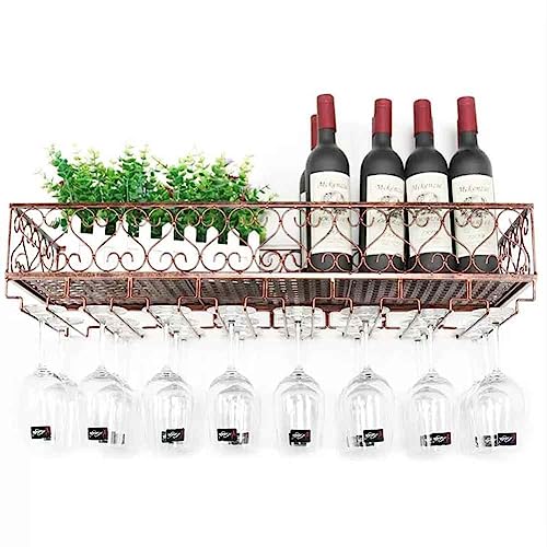 Étagère à vin murale en fer avec porte-verres pour décoration de cuisine