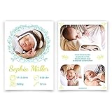 30 x Geburt Danksagungskarten Geburtskarten individuell mit Ihren Fotos und Texten für Mädchen und Jungen DIN A6 - Fotokranz