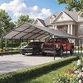 LAUSAINT HOME 20x30 FT Metal Carport Enhanced Base Heavy Duty Garage Carports, Outdoor Garage Car Port, Oversized Carport Canopy with Steel Roof and Frame, for Pickup, Boat and Tractor (20'x30')