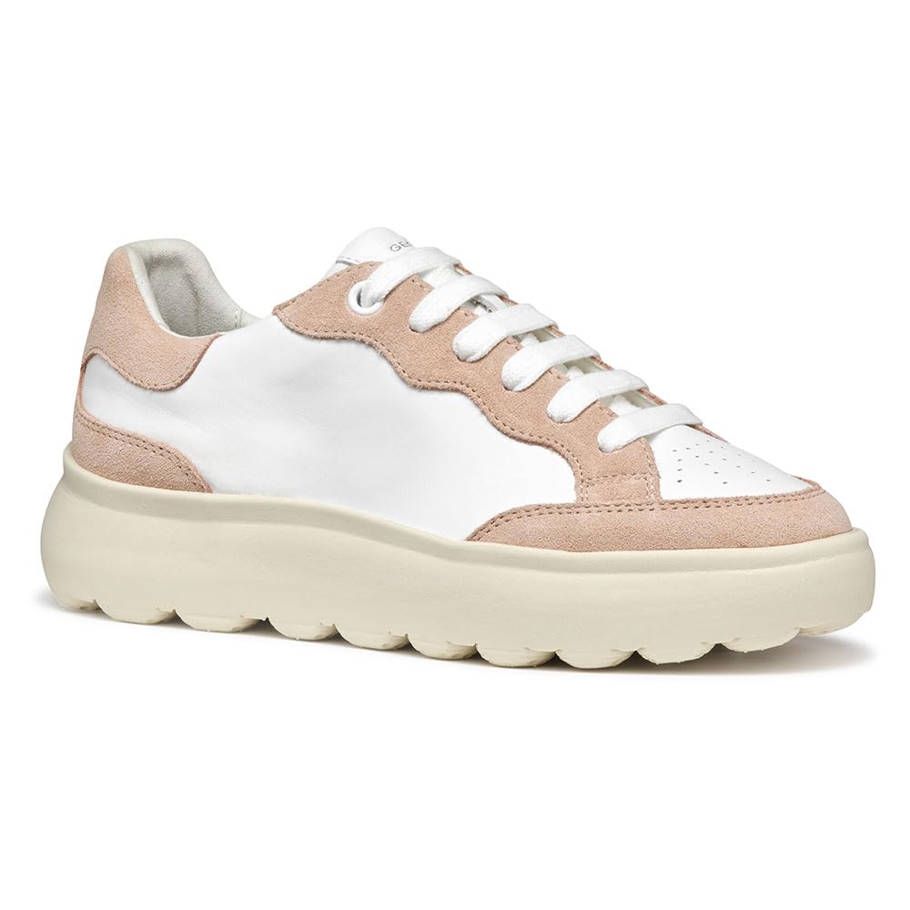 Geox D SPHERICA EC4.1 A, Women’s Sneaker, White/Nude,