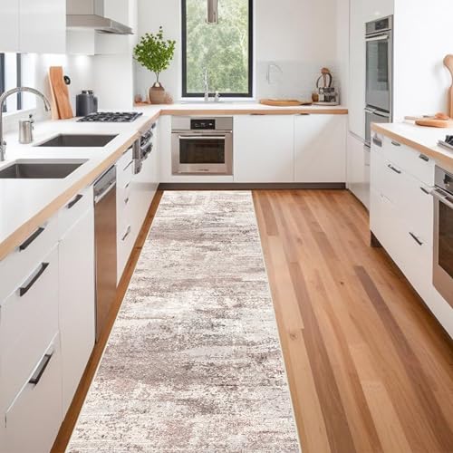 RUUGME Hallway Runner Rug 3x16: Runner Rug Stain Resistant for Living Room Non Slip Indoor Entryway Rubber Backing Carpet Bedroom Kitchen Distressed Floor Decor Mat Machine Washable 3x16 Brown