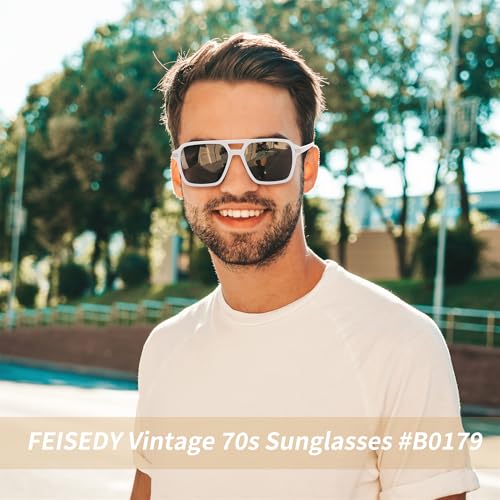 FEISEDY Vintage Square Aviator Sunglasses Women Men Fashion Retro 70s Frame Sun Glasses Shades B01792