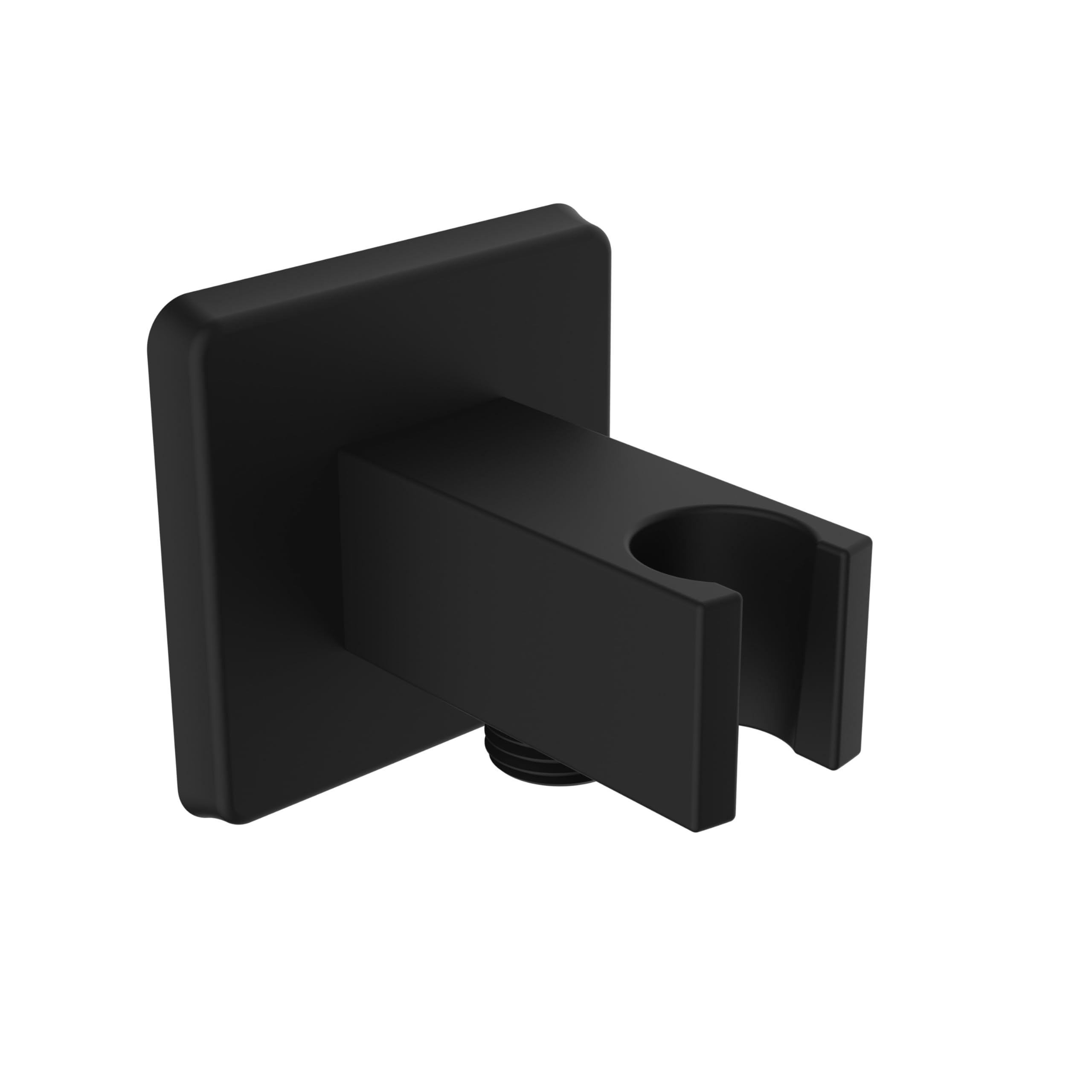 Bristan Toma de pared cuadrada con soporte para auriculares, conector de manguera de ducha de 1,27 cm, componentes de fijación segura, acabado negro