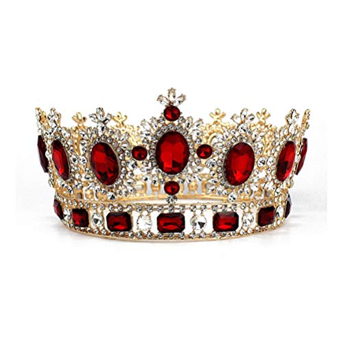 Couronne reine baroque rouge sertie de strass vintage pour grand mariage