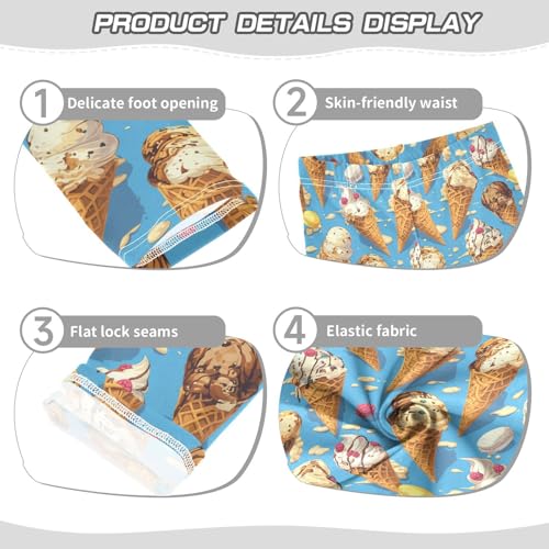 Ice Cream Cartoon Food Blue Girls Casual Leggings for Kids Printed Long Pant Bottoms Stretch and Soft3