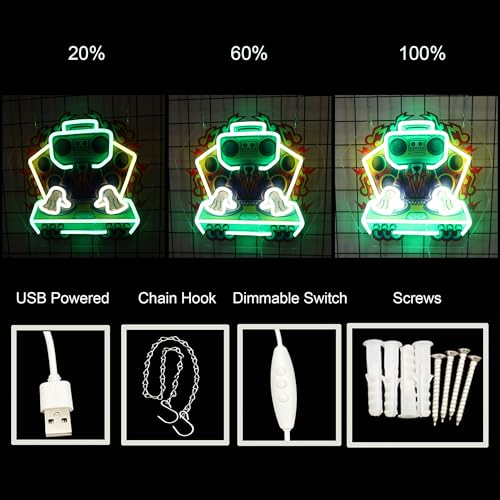 Image of DJ Neon Sign Music Light Sign Pop Art With UV Printed background Room Wall Decor Man Gaming Room, Kids Room, Bar Decoration, Birthday Party Gifts