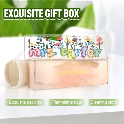 Image of Teacher Name Plate for Desk, Desk Name Plate Personalized, Office Decor for Women Men, Acrylic Desktop Accessories, Office Appreciation Gifts for Teacher Boss Social Workers Nurse Employee (Orchid)