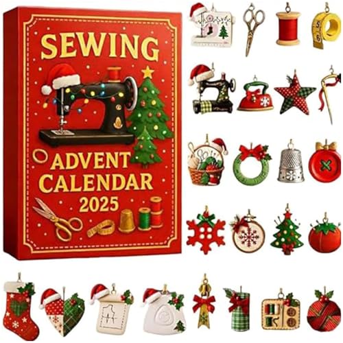 Drcowu Sewing 24 Days Christmas Countdown Calendar 2D Flat Acrylic