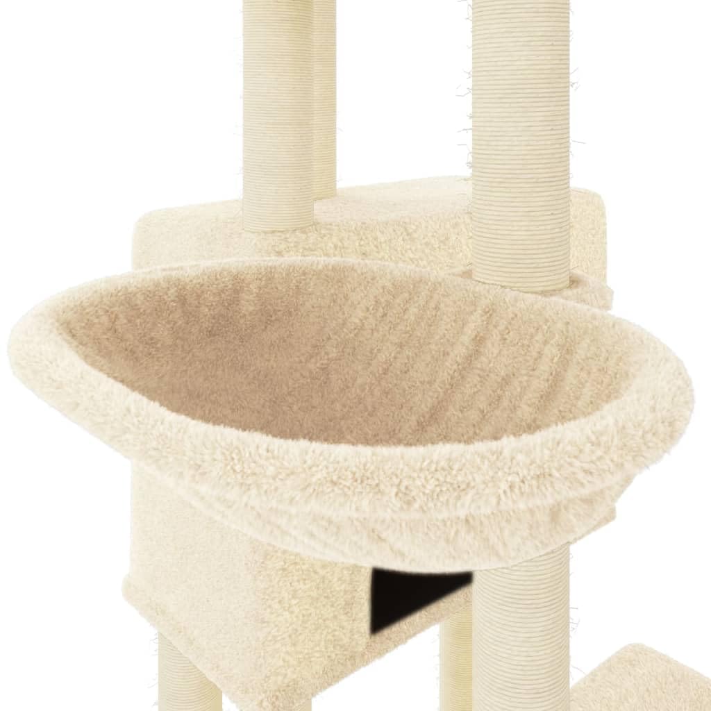 ShGaxin Skrobaczka dla kota z sizalowymi słupkami w kolorze kremowym 122 cm, drapak dla kota, drapak dla kota, akcesoria dla kotów, wieża dla kota, rozrusznik dla kota, domek dla kota