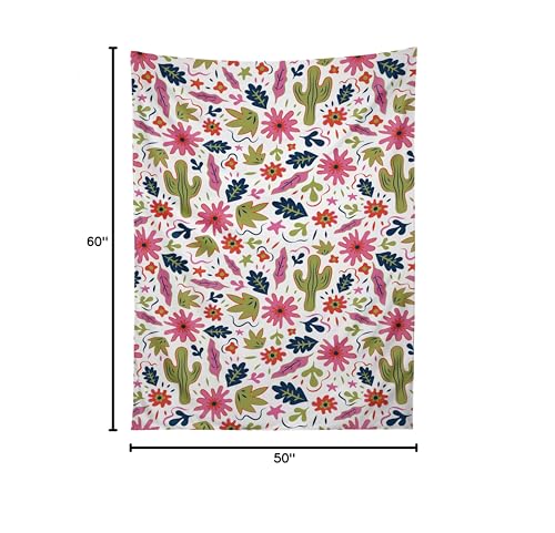 Image of Society6 Doodle by Meg Cactus Folk Print Tapestry, 50 in x 60 in, Multi