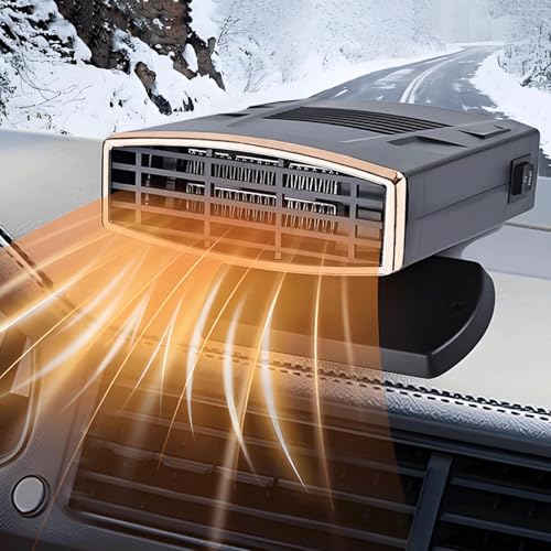 Calentador de Coche, 12V 200W Calentador de Coche Portátil, 2 en 1 Calentador Portátil de Descongelador Parabrisas de Coche, 360 °Rotatable Auto Windshield Defroster para todos los coches