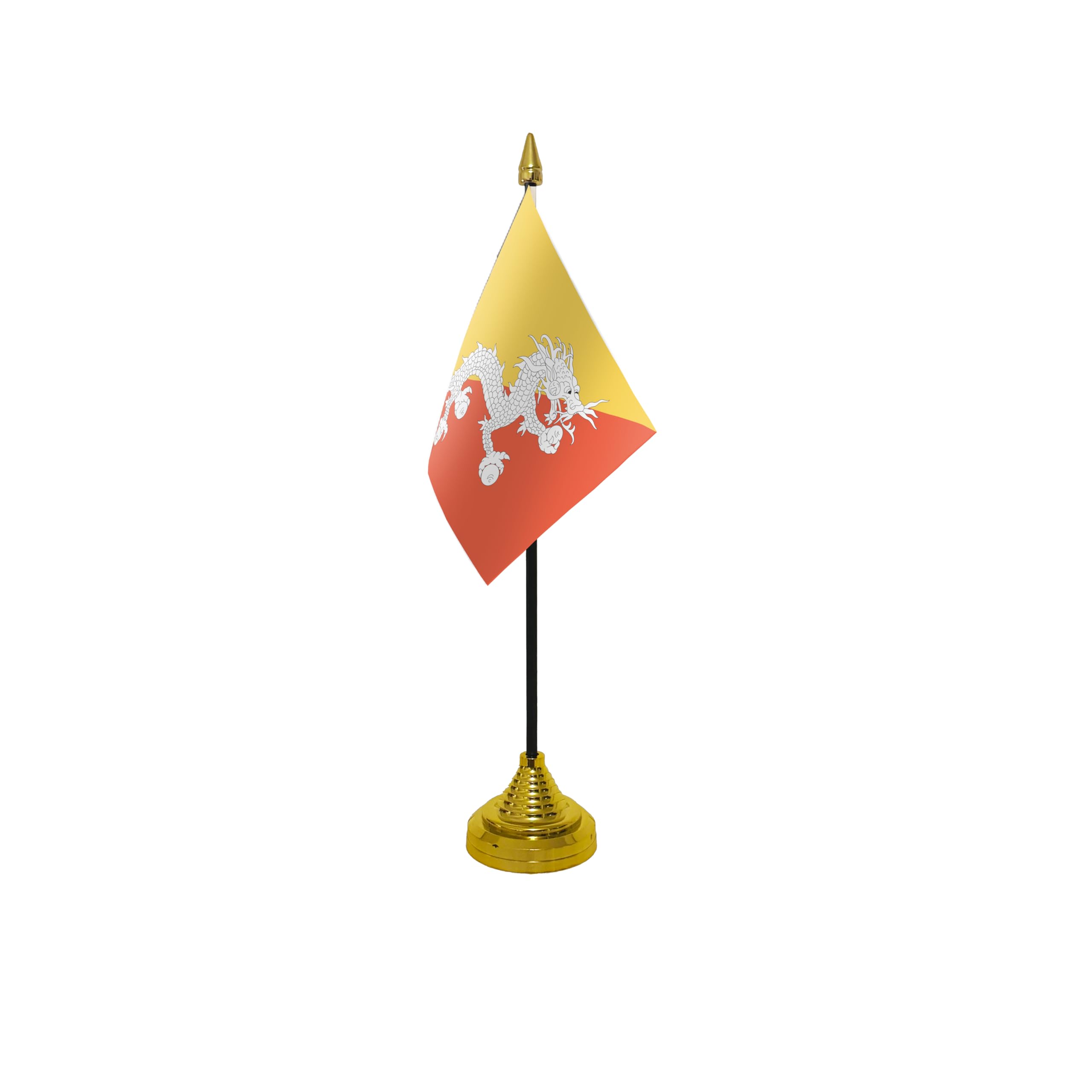 Flagtex Bhutan Small Table Flag With Gold Base