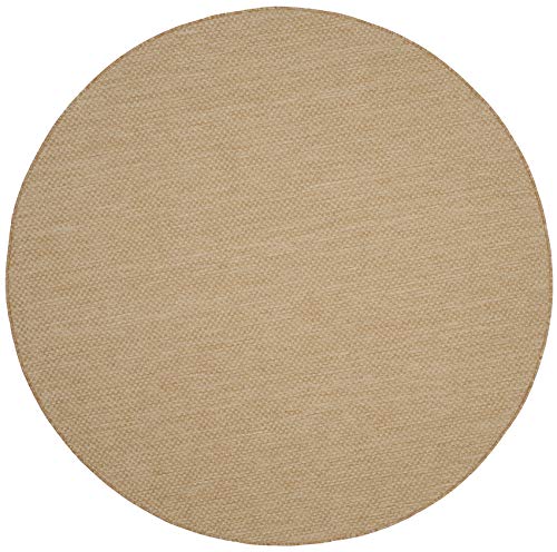 SAFAVIEH Courtyard Collection 5'3' Round Natural/Cream CY8521 Indoor/ Outdoor Patio