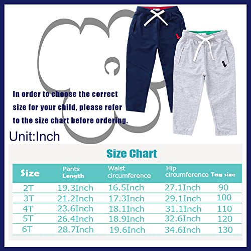 Ijnuhb Baby Boy's &Girl's 2-Pack Pants, Toddler Cotton Pull On Jogger, Kids Dinosaur Drawstring Elastic Sweatpants（Navy Light 2T） #TOP1