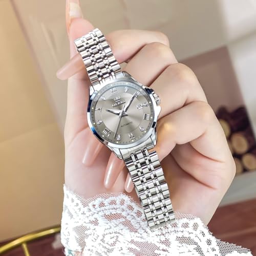 OLEVS Womens Automatic Watch Diamond Luxury Date Ladies Dress Classic Self Winding Wrist Watches Luminous Waterproof4