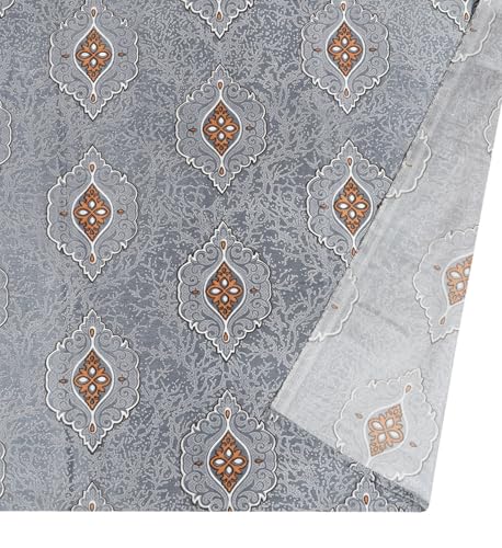 Image of Room Darkening Curtains for Door & Windows, Living Room, Bedroom, Eyelet, Parda, Printed, Pack of 1, Grey, 4 x 7 Feet