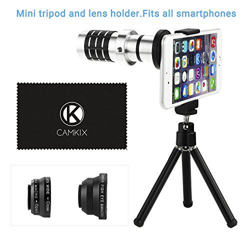 Universal Smartphone Camera Lens Kit Including 12x Telephoto Manual Focus Lens/Fish Eye Lens