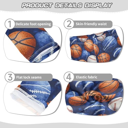 Boccsty Blue Sports Basketballs Footballs Girls Leggings Kids Yoga Pants Dance Active Tights 4T3