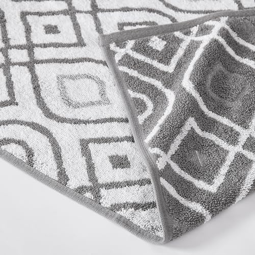 Image of Modern Threads 6 Piece Bath Towel Set Bathroom Set with 2 Bath Towels, 2 Hand Towels, & 2 Wash Cloths 100% Cotton, Super Absorbent & Extra Soft - Reversible Classic Diamond (Gray) 1 Set (Pack of 8)