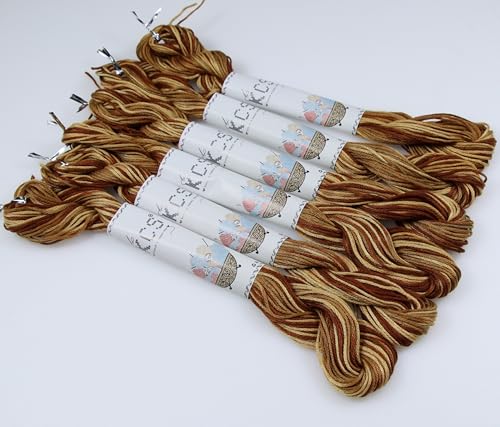 Image of KCS Big skeins of 25 Meters Size 25 Color Variegated Cross Stitch Stranded Threads,6 skeins,105