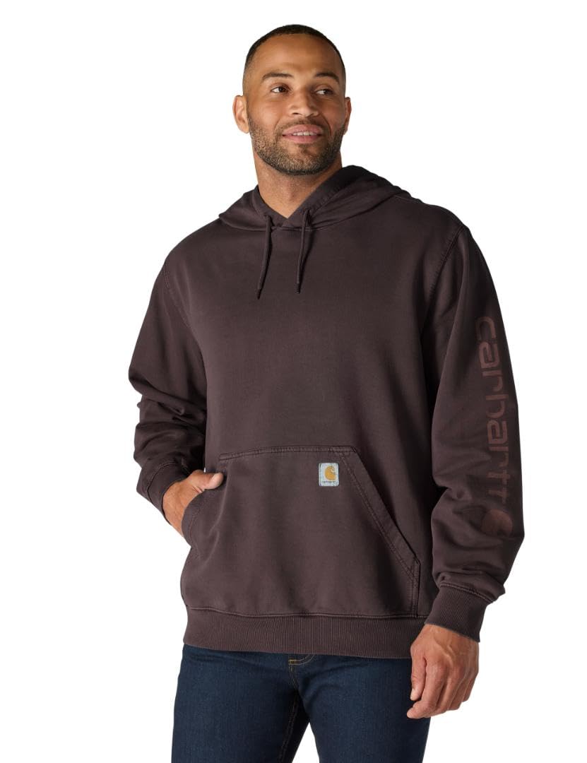 Carhartt Men's Relaxed Fit Midweight Garment Dyed French Terry Graphic Sweatshirt, Dark Sepia, L