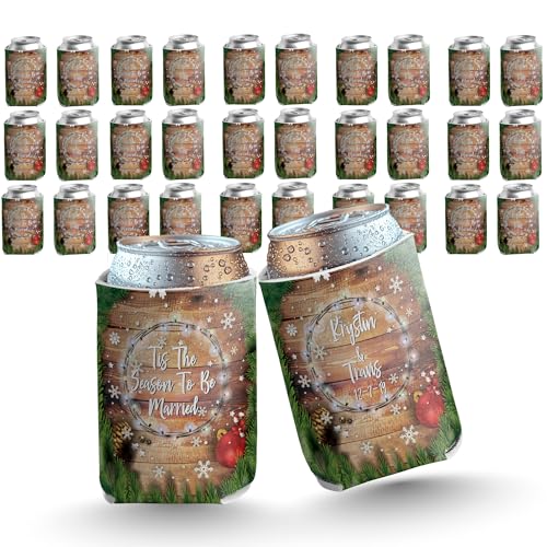 VictoryStore Can and Beverage Coolers: Custom Winter Wedding Can Coolers Tis The Season To Be Married (25)