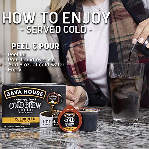 Java House Cold Brew Coffee Concentrate Single Serve Liquid Pods Variety Pack - 24 Colombian and 24 Sumatran Pods (48 Total Pods, 1.35 Fluid Ounces Each Pod)
