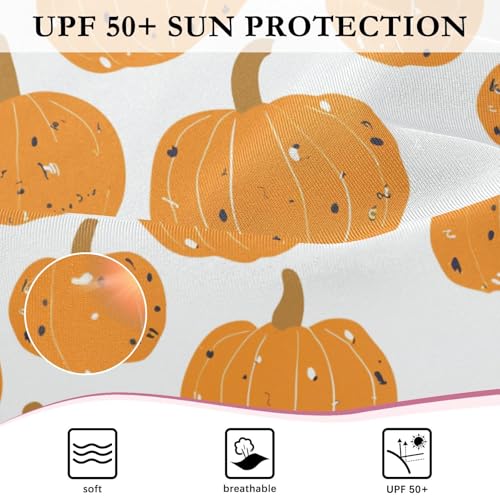 CaTaKu Girls One Piece Swimsuit Cute Pumpkin Toddler Bathing Suit Long Sleeve UPF 50+ Rash Guard Swimwear 3-12Y4