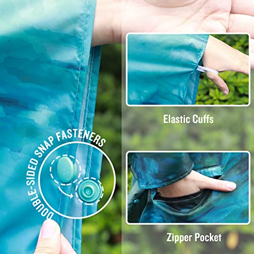 Saphirose Adults Rain Poncho Waterproof Raincoat Jacket Hood With Pocket(Water Lilies) #TOP4
