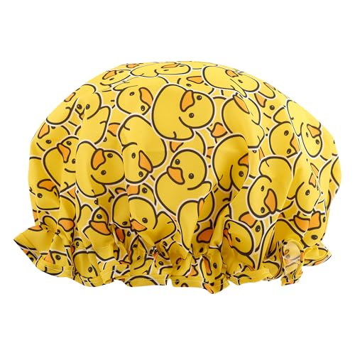 SMUG Shower Cap | Waterproof Shower Cap with Elastic Lining | Three Prints Available | Showers Cooking Spa Salon Sleeping Makeup | Shower Caps For Women UK Long Hair Short Hair | Duck