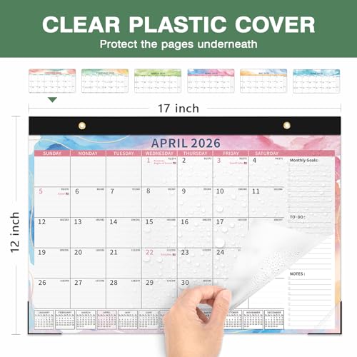 Image of Ospelelf Magnetic Calendar 2026-2027 for Refrigerator, Desk Wall Calendar, January 2026 - June 2027, Monthly Large Planner Pad with Plastic Cover 17 inch X 12 inch Multicolor