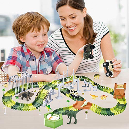 image for Finger Rock Dinosaur Toys Train Tracks Set Create a Road Race with 192