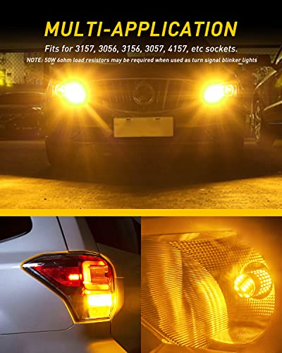 Image of AUXITO 3157 LED Bulbs Amber for Turn Signal Lights, Super Bright 3056 3156 3057 4157 LED Bulbs with Projector for Turn Signal Blinker Reverse Back Up Parking Marker Brake Tail Lights