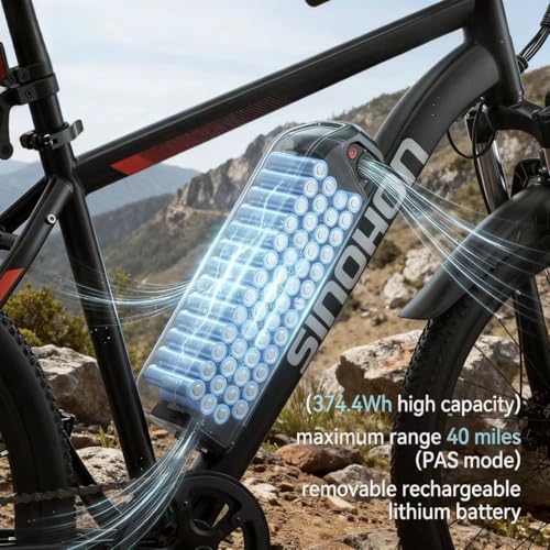 SINOHON 26″ Electric Bike for Adults, 1000W Peak Motor