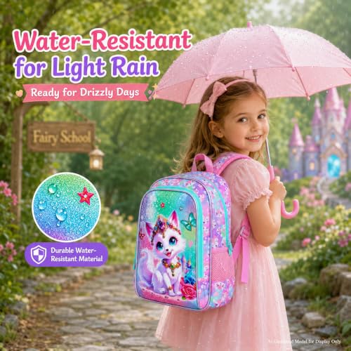 Image of 16 inch Fox Backpack for Girls, 3Pcs Kids Bookbag for Elementary Preschool Kindergarten, School Backpacks with Lunch Box(Pink)