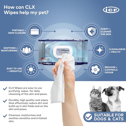 ICF | CLX Cat & Dog Wipes | Deep Cleansing Wipes for Paws, Skin Folds & Ears | Supports Healthy Skin & Odor Control | 40 Count - Image 3