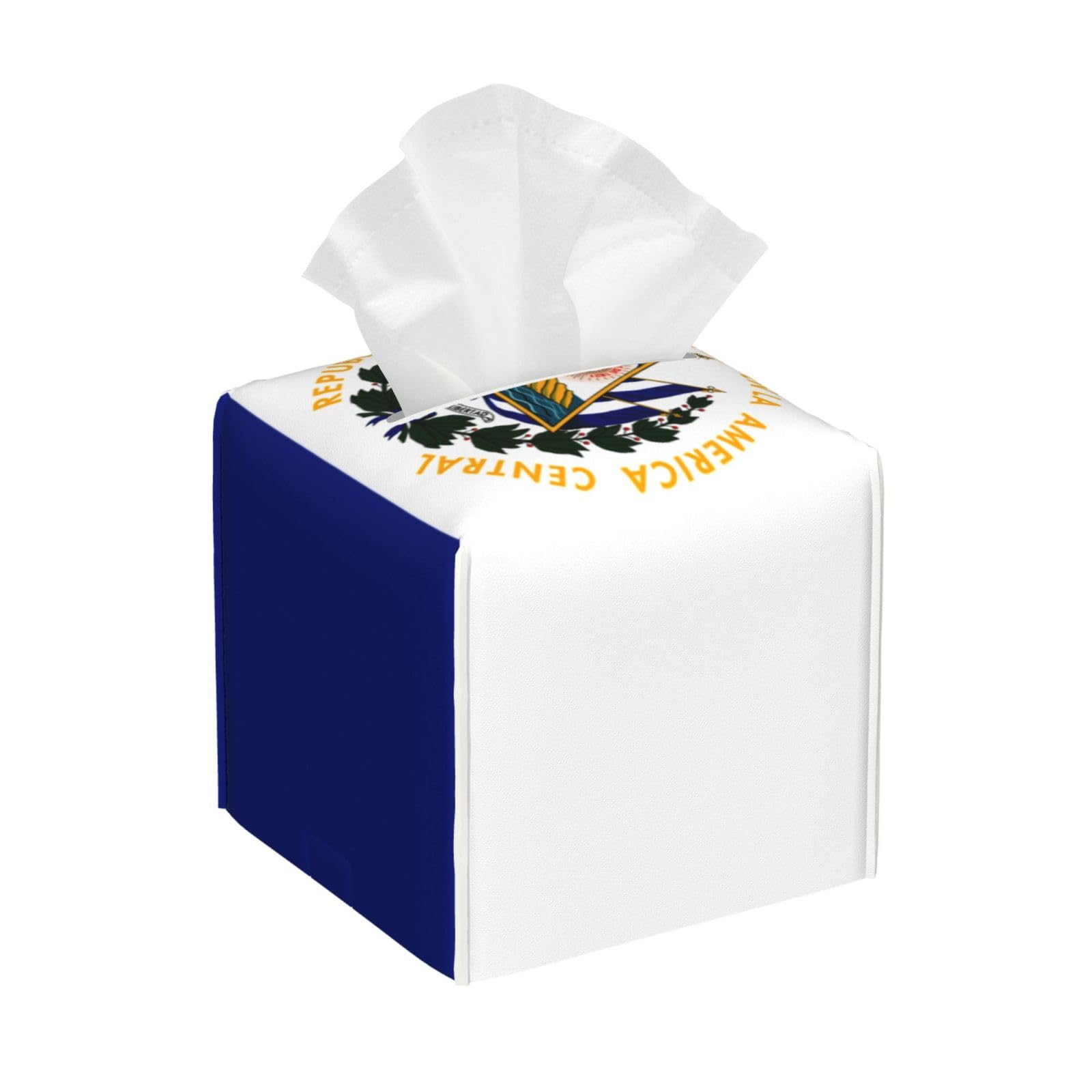 El Salvador Flag Square PVC Tissue Box Cover Modern Decorative Holder for Bathroom Vanity