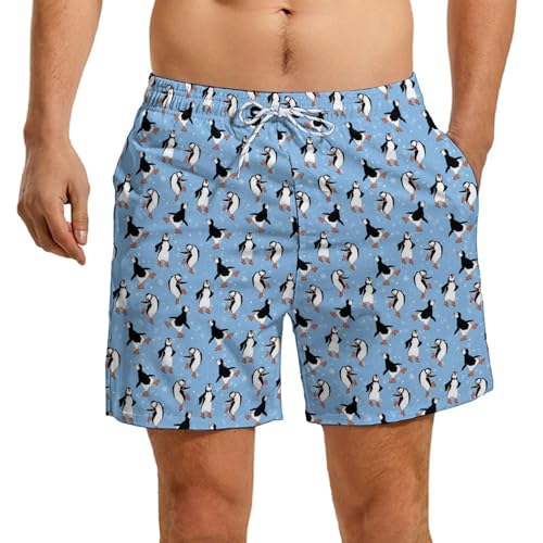 CHILL·TEK Funny Men's Swim Trunks with Compression Liner 5'' Inseam Quick Dry Beach Shorts Breathable Board Shorts for Men3