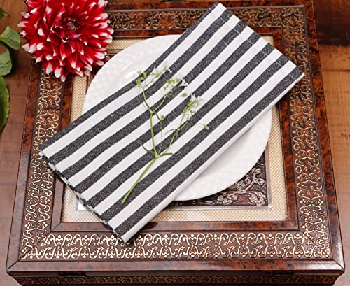 PurpleEssences 12-Piece Cotton Stripe Dinner Napkin Set #TOP25