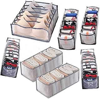 YZYANZI Clothes Wardrobe Storage Drawer Organisers Dividers for Pants Sock Bra Clothing Drawers Storage Boxes (7 PACKS - Grid 6 Bra + Grid 11 Socks + Grid small 7 Underwears + Grid medium 7 Leggings)