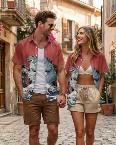 Image of 99TIMORO Fathers Movie Hawaiian Shirt for Men, Characters Button Down Short Sleeve Top, Summer Beach Gifts